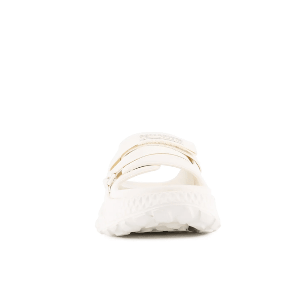 Palladium Offbound Slide Cream - back view showcasing the cushioned footbed and straps