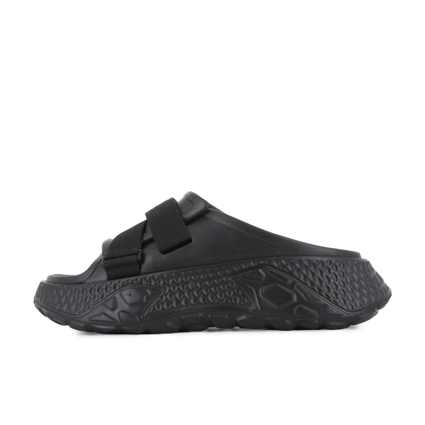 Palladium Offbound Slide Black - angled side view highlighting chunky platform sole and strap detail