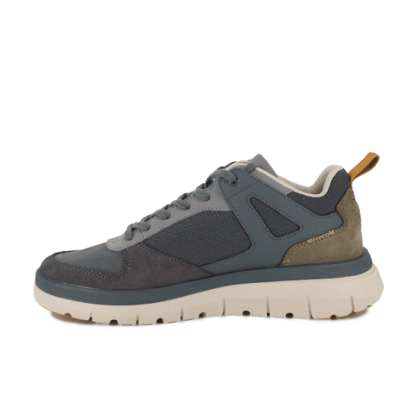 Palladium Pallaflex Lo Mix Blue Storm sneaker showing outsole traction, side view