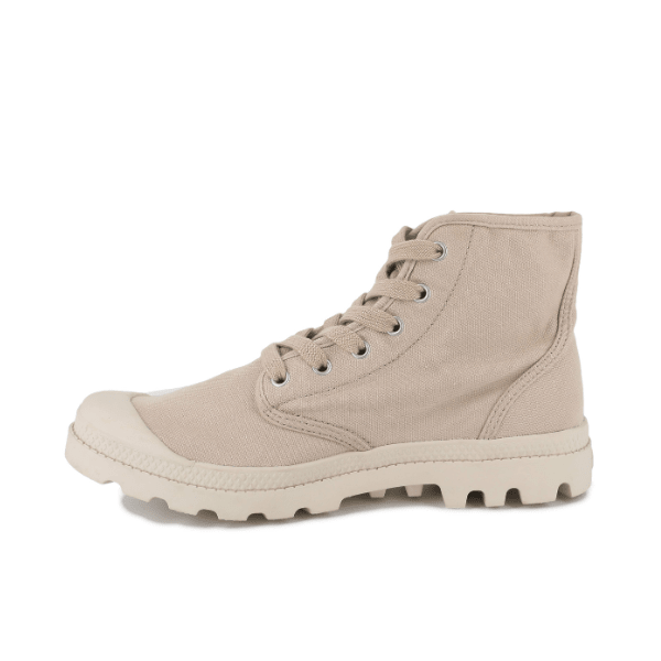 Palladium Pampa Hi men's high-top boot in Pilat beige β side rear view showcasing heel tab, lace-up detail and durable lug outsole