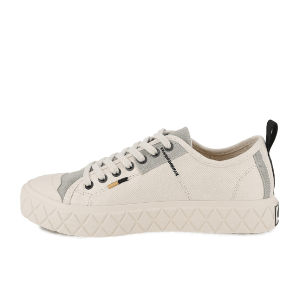 Palladium Palla Ace HTG Supply White Cap Grey sneaker - outer side profile with grey eyestay and Palladium logo