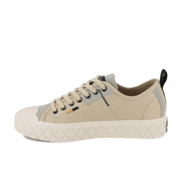Palladium Palla Ace HTG Supply Mojave Desert sneaker - outer side profile with Palladium logo and sandy canvas