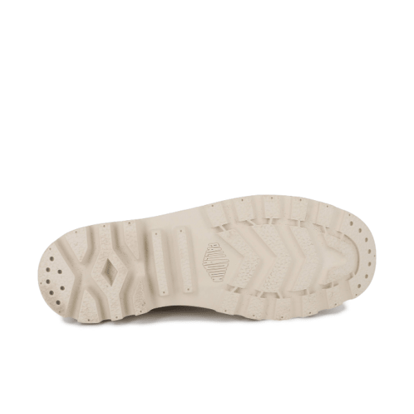 Palladium Pampa Hi boot outsole in Pilat β durable beige lug sole with multi-directional traction pattern for all-terrain grip