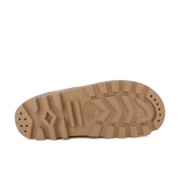 Palladium Dunelite Moc Cushion sneaker outsole in Sahara – PAMPA-inspired lug traction pattern on ultra-light DUNELITE EVA sole for all-day comfort