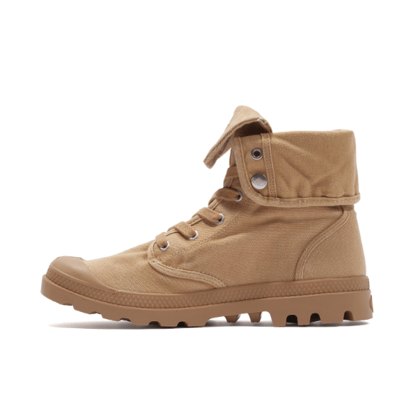 Palladium Baggy Woodlin Boot - Side View with Cuff Rolled Up Showing Versatile Wear Style
