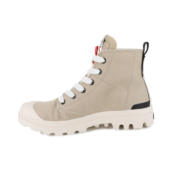 Palladium Pampa Hi Urban Boot in Taupe Rice - Angled View