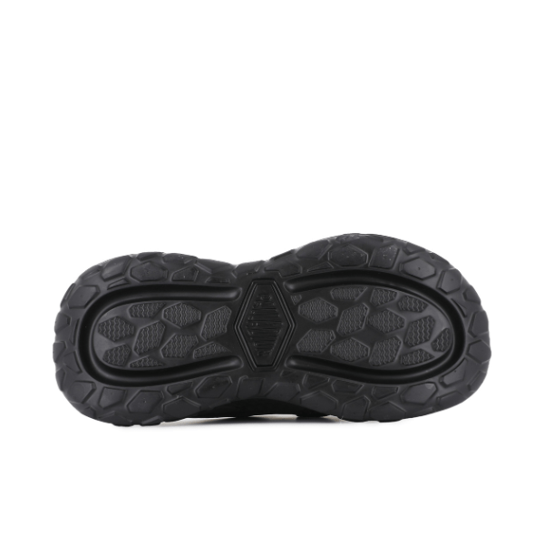 Palladium Offbound Slide Black - sole view showing diamond and lug tread pattern for grip and traction