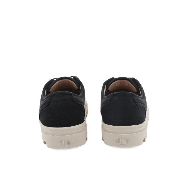 Palladium Dunelite Ox Comfort in Black β rear view of pair showing heel construction, foam-padded collar, branded heel tab and DUNELITE EVA outsole