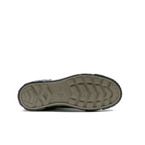 Palladium Ace City Shell Chukka in Black β sole view displaying diamond-patterned Palladium rubber outsole