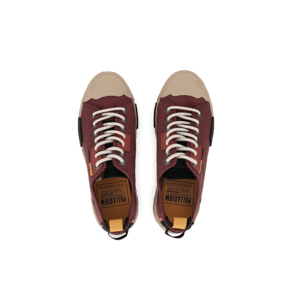 Palladium Ace City Shell Sneaker Pair in Racoon brown - Top View showing white laces and ripstop upper