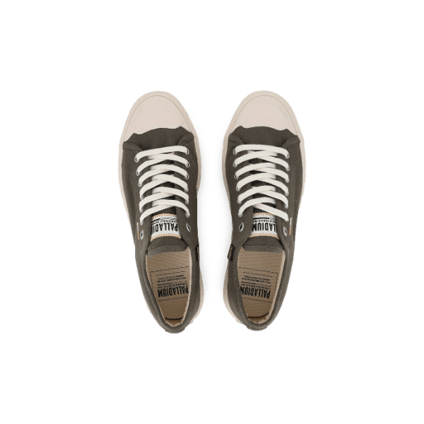 Palladium Palla Ace Washed Canvas Sneakers in Olive Night - Pair View Showing Heritage Outsole