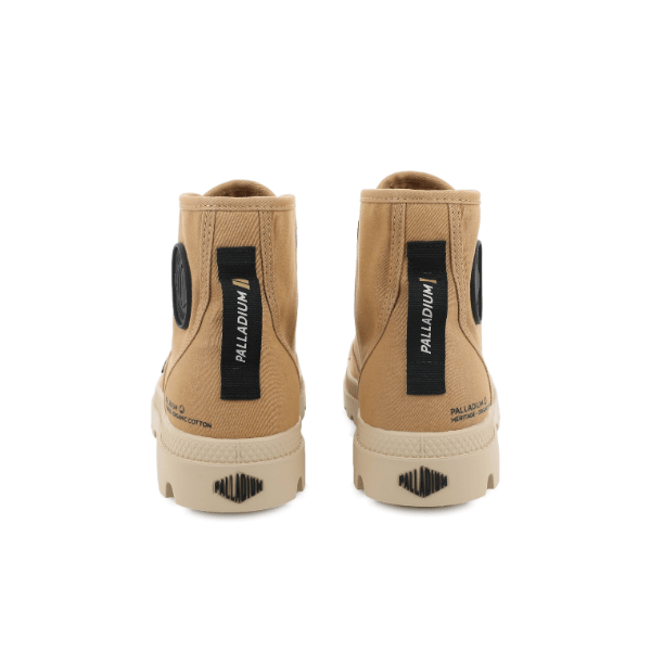 Palladium Pampa Hi HTG Supply Woodlin Boots - Rear View Pair Showing Palladium Branding