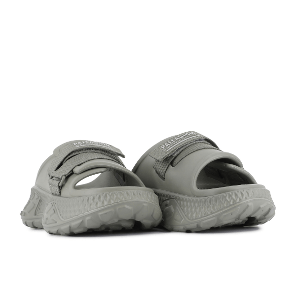 Palladium Offbound Slide Vetiver - pair of slides showing adjustable straps and bold platform sole