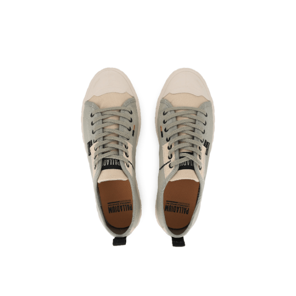 Palladium Palla Ace HTG Supply Abbey Stone sneakers - top-down pair view showing canvas texture and Palladium label