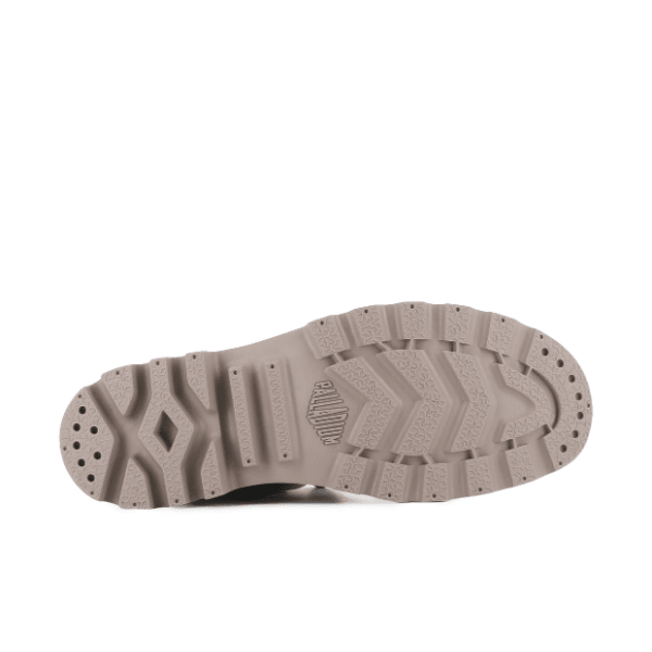 Palladium Baggy Boot in Vintage Khaki – outsole view showing durable rubber tread pattern and grip