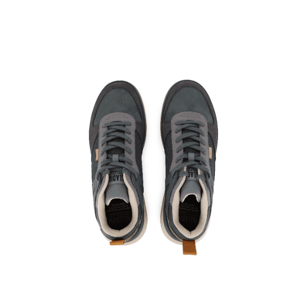 Palladium Pallaflex Lo Mix Blue Storm sneaker pair, top-down view showing lace-up and insole