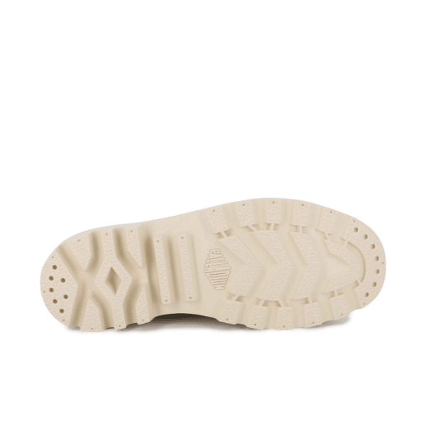 Palladium Pampa Hi Urban Layer Pilat boot outsole showing iconic lug tread pattern in cream