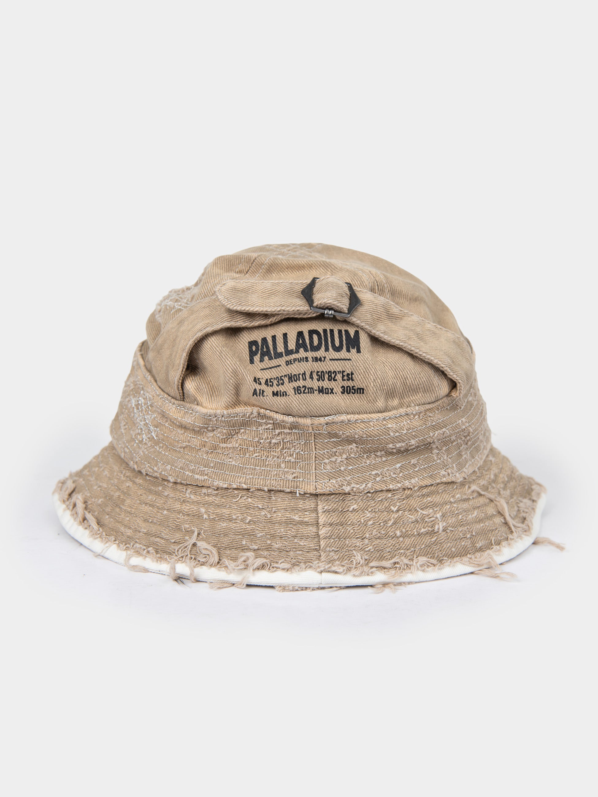 FRAYED BUCKET HAT - Stone