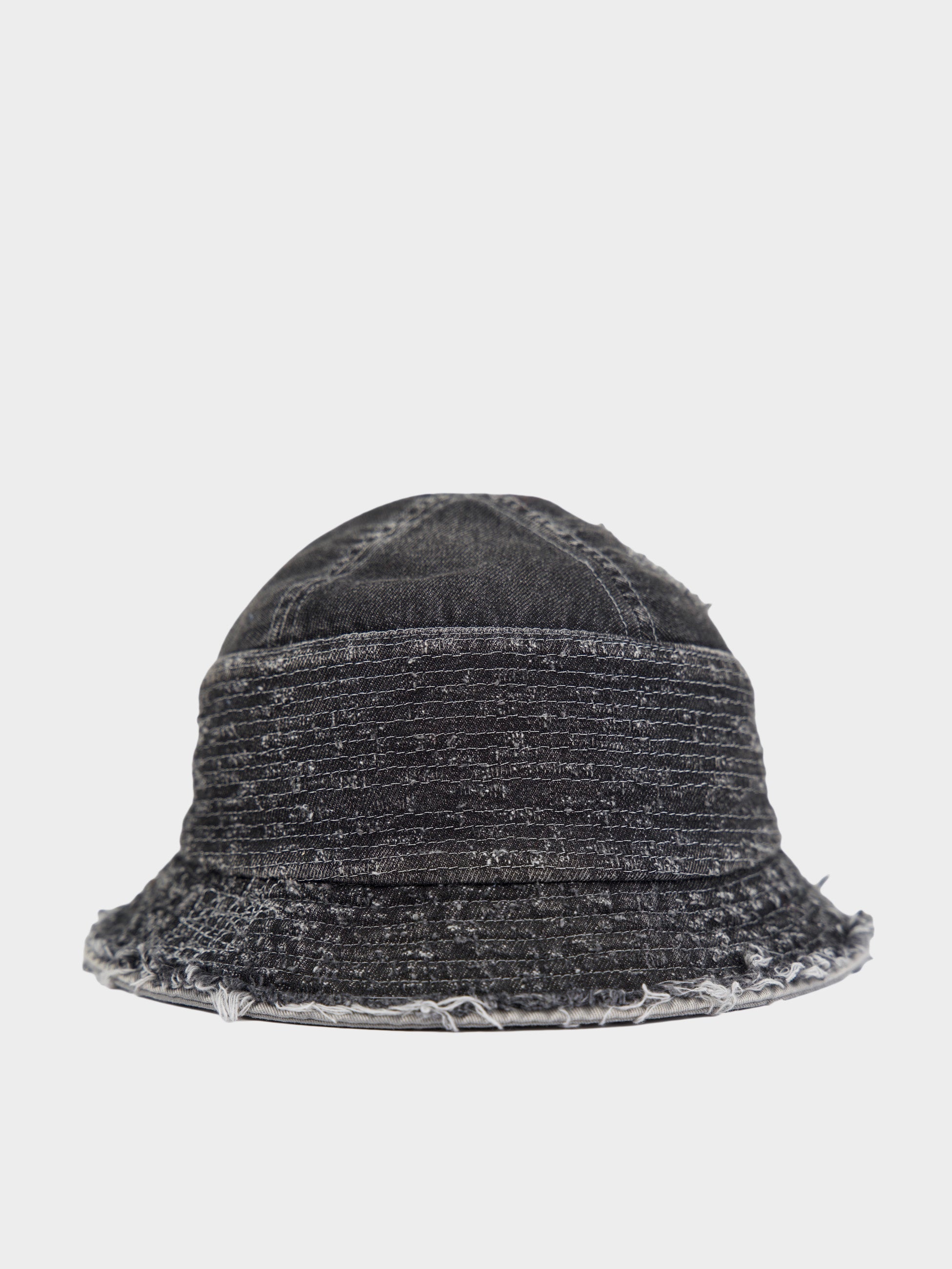 Palladium Frayed Bucket Hat in Black with frayed brim - side view