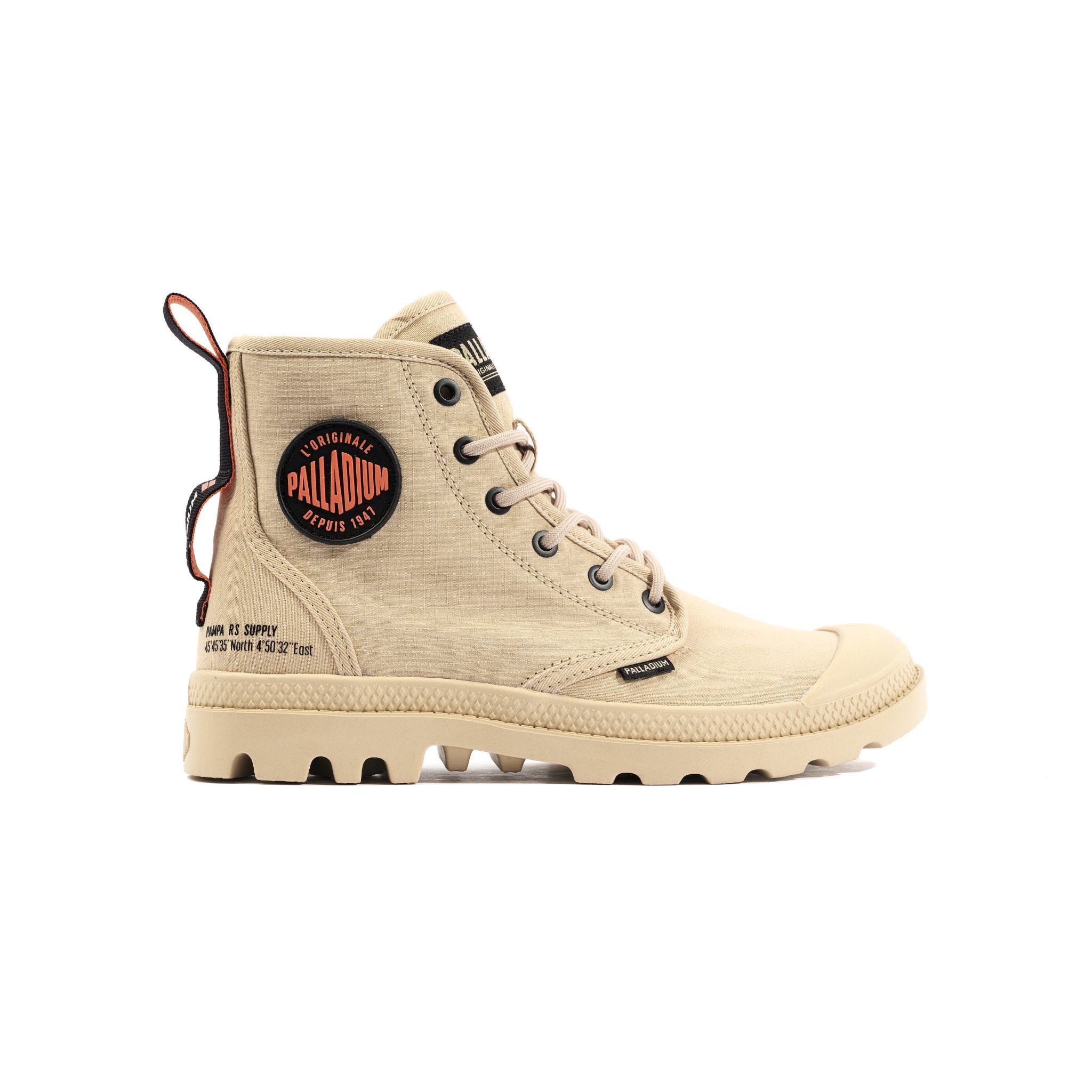 Palladium Desert high-top canvas boot with orange branding – outdoor lifestyle footwear South Africa