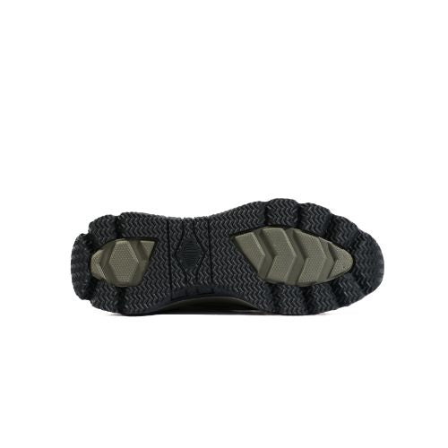 Thunder Lo utility sneaker in Olive Night, outsole bottom view showing tread pattern
